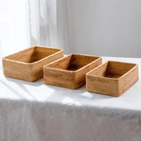 straw wicker woven storage basket for home table fruit bread towels sundries storage tray kitchen storage container organizer