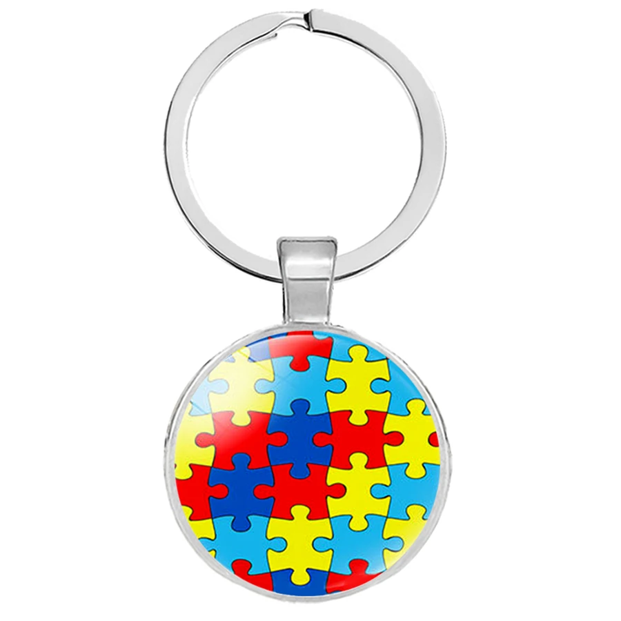 Аутизм красочные головоломки брелоки с символами заботятся о аутизме