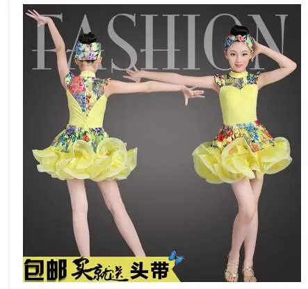 

Girls Latin Dance Dress Children Long Sleeve Dance Leotard Skirt Sets Performance Competition Standard Kids Princess Costumes