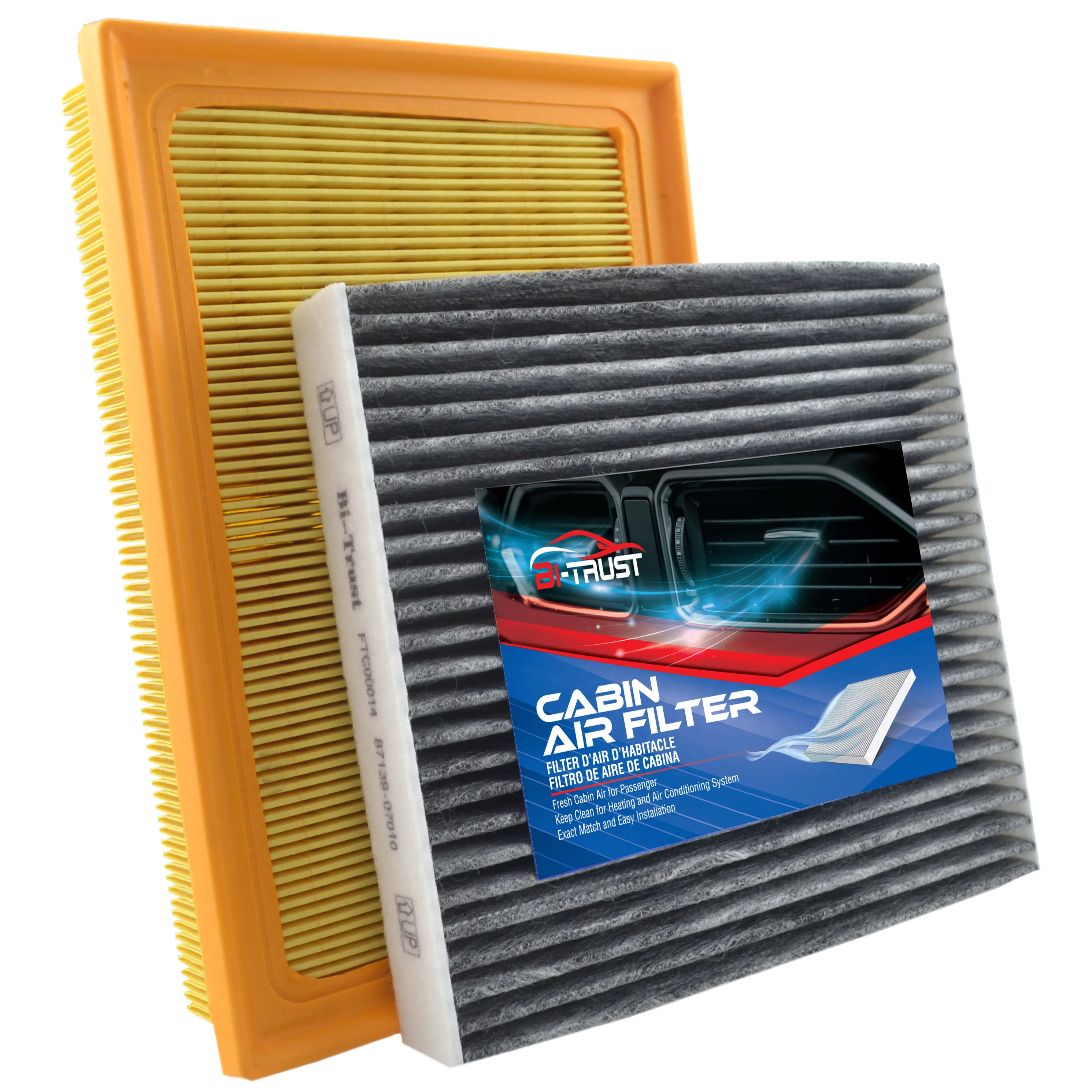 

Bi-Trust Carbon Fiber Engine & Cabin Air Filter for Toyota Highlander 2017 2018 2019 CA12378,17801-0P090,CF10285,87139-07010