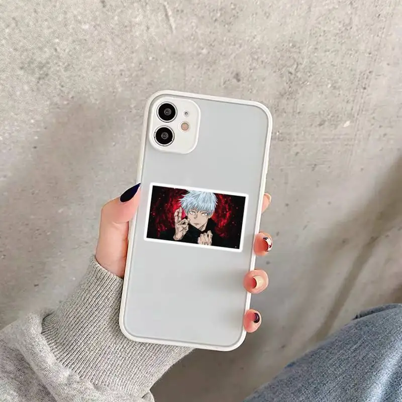

Hot Anime Jujutsu Kaisen Phone Case For iPhone 12 11 Mini Pro XR XS Max 7 8 Plus X Matte transparent White Cover