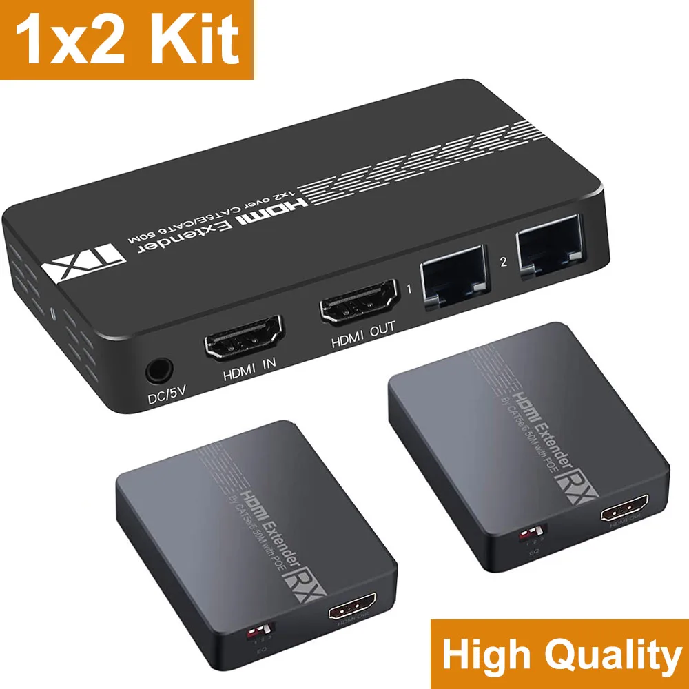 

1x2 HDMI расширитель 1 в 3 выхода HDMI разветвитель передатчик от 1 до 2 приемников видеодистрибьютор более 50 м CAT5e Cat6 Rj45 кабель Ethernet