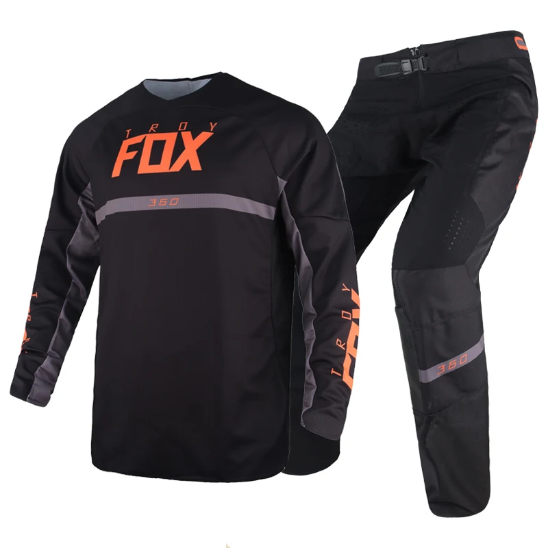 

MX Dirt Bike 2022 Troy Fox 360 MERZ Combo Gear Set Motocross Racing Jersey Pants Adult Kits Offroad Street Moto Black Suit Men
