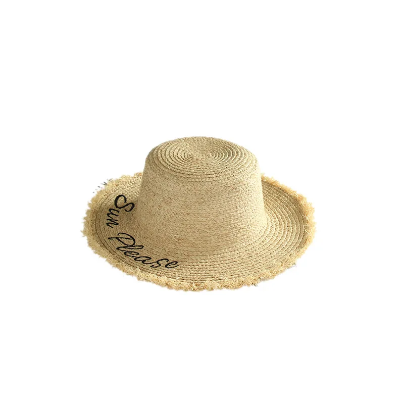 

Embroidery Summer Straw Hat Women Wide Brim Sun Protection Beach Hat Adjustable Floppy Foldable Sun Hats for Women H40