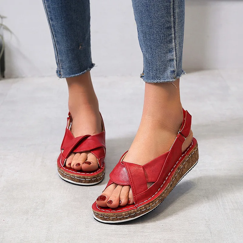 

Women Sandals Summer 2021 Female Shoes Woman Peep-toe Wedge Comfortable Sandals Slip-on Flat Sandals Female Sandalias