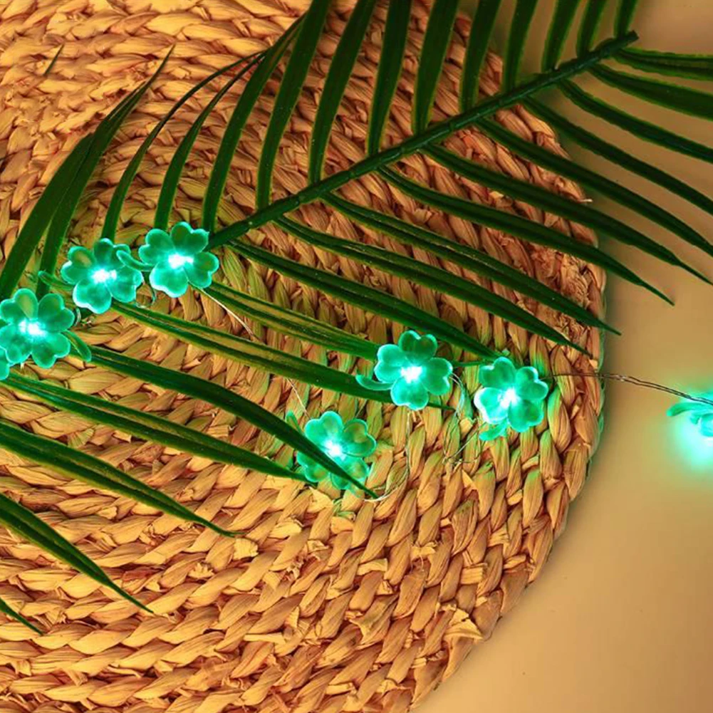 

20LEDs Four Leaf Shamrock String Lights with Remote St Patrick Day Decor