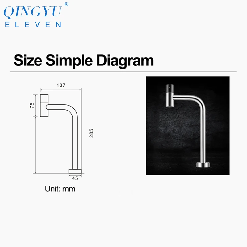 

QINGYU ELEVEN New Drinking Kitchen Filter Faucets Rotary Switch 304 Stainless Steel Brushed Single Cold Kitchen Faucet