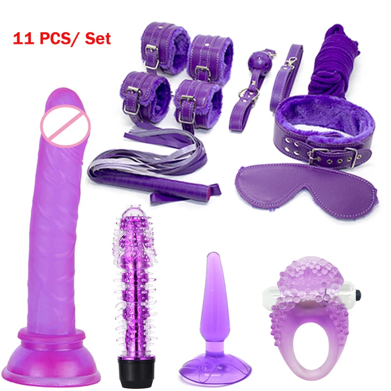 11 шт./компл. наручники воротники для шеи плетка фаллоимитатор вибратор Анальная