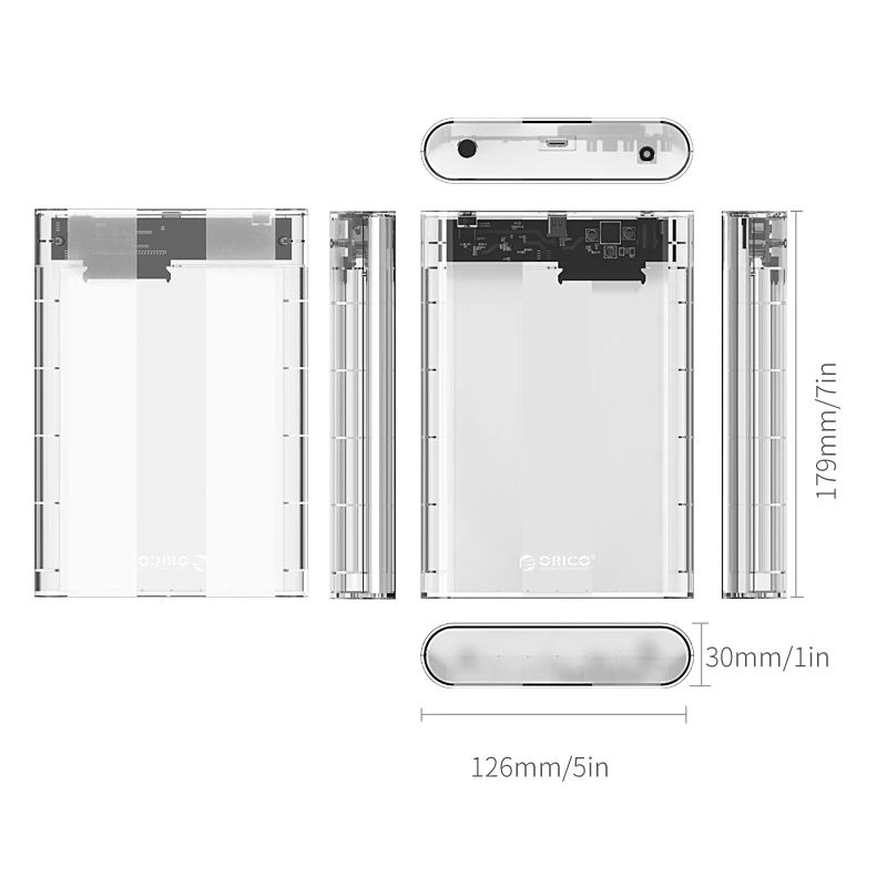 Transparent series 3.5-inch Type-C mobile hard disk box, transparent design, support 10TB large capacity, Power Supply 12V2A