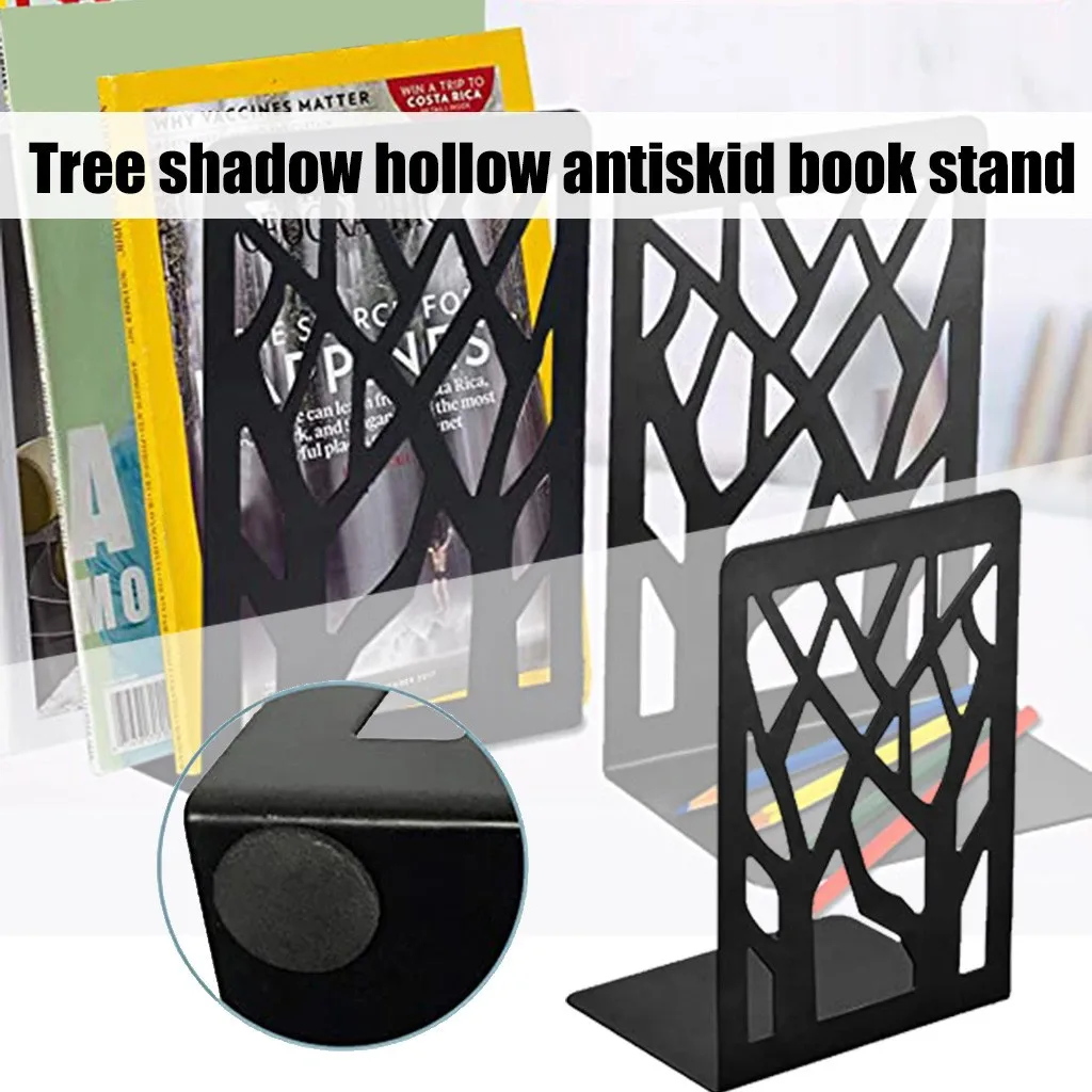 Black Metal Non-Slip Bookend Bracket Heavy Book End Office Stopper Desk Organizer Holder Bookends Accessories | Канцтовары для