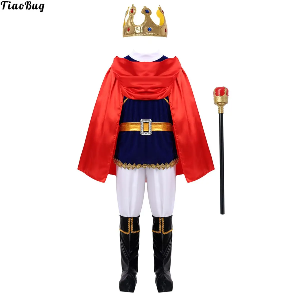 TiaoBug весна осень 7 шт. Детский мальчик средневековый принц костюм наряд наборы для