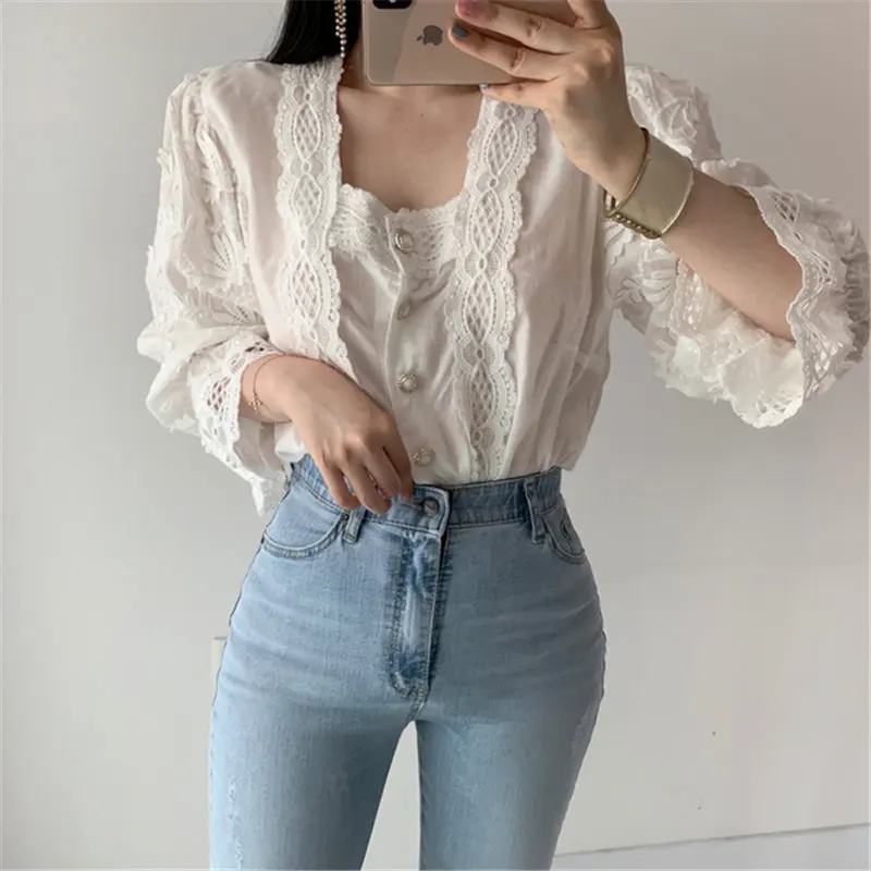 Женская винтажная офисная рубашка Alien Kitty Повседневная Свободная универсальная с