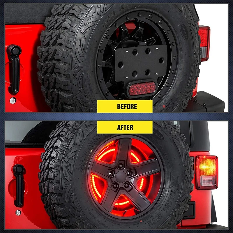 

Spare Tire Brake Light Wheel Light 3Rd Third Brake Light for JEEP Wrangler 2007-2018 JK JKU YJ TJ, Red Light
