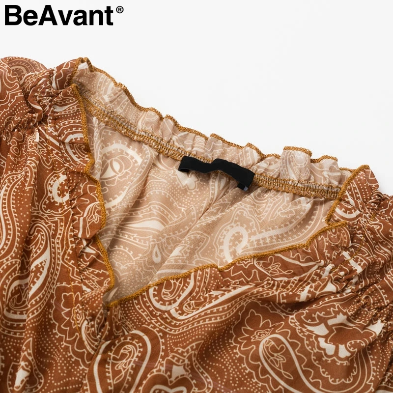 BeAvant винтажная шифоновая блузка с рюшами Женская эластичная высокая талия