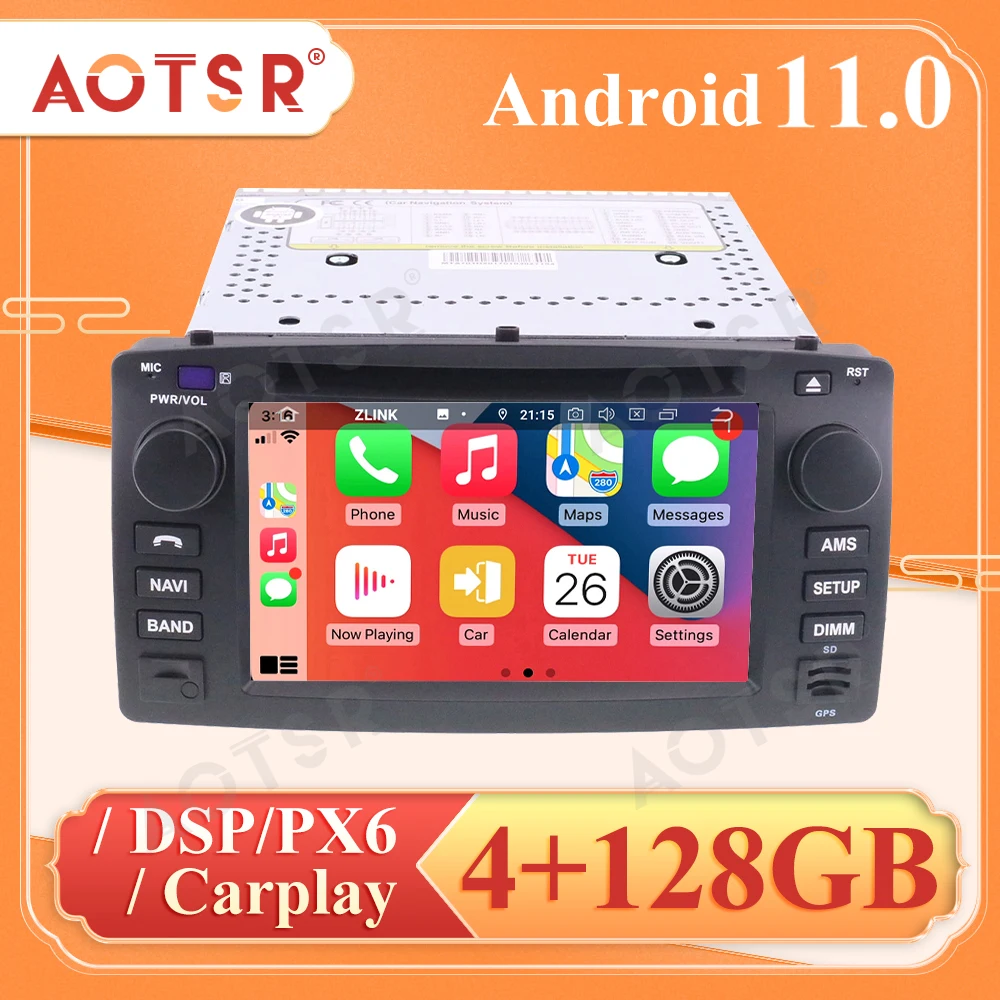4 + 128G Android 11 Carplay радио для Toyota Corolla 2001-2006 Навигация Аудио мультимедийный плеер