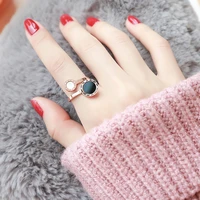 yun ruo black white shell roman number rings rose gold color woman gift fashion titanium steel jewelry never fade drop shipping