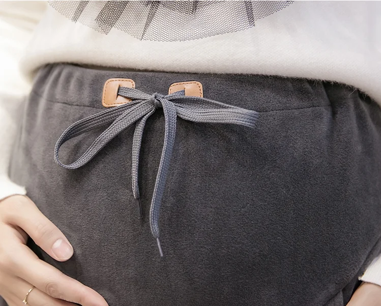 Зимние утолщенные теплые бархатные брюки для беременных женские Одежда