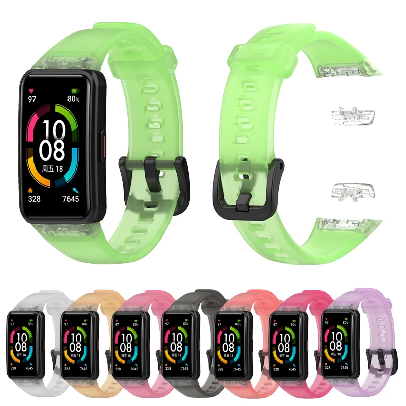 

For Honor Band 6 Silicone Straps For Huawei Band 6 Bands Belt Wristband Replacement Sport Transparent Bracelet Accessories