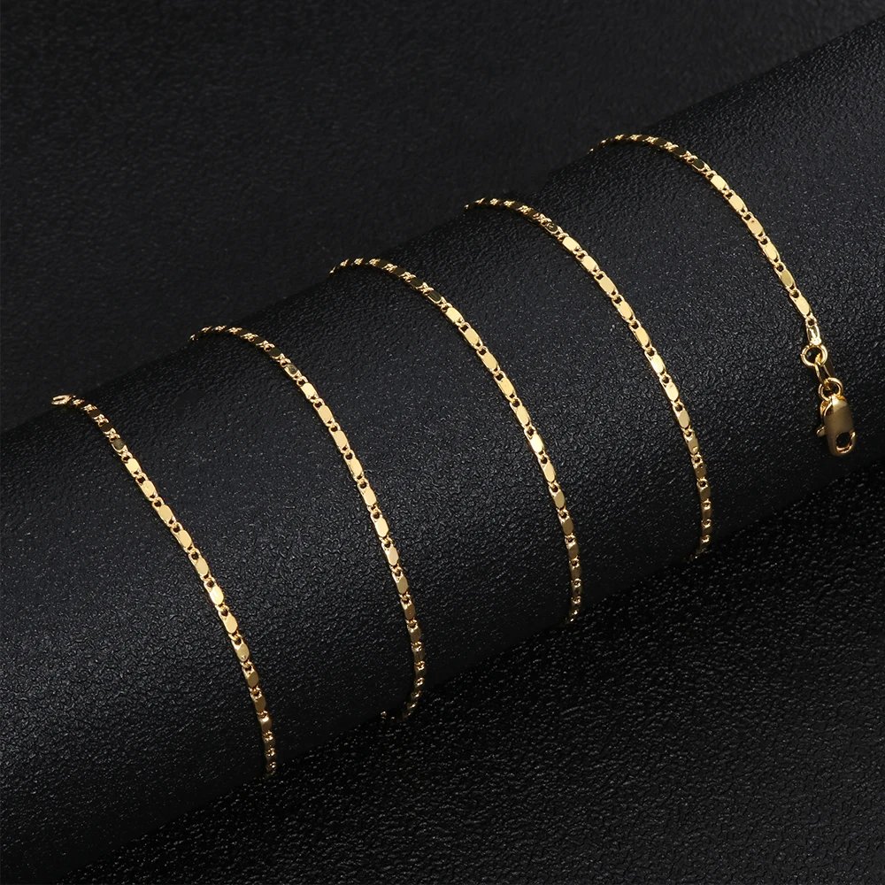 Новинка 1 шт. широкое посеребренное ожерелье из 18-каратного золота диаметром 2 мм