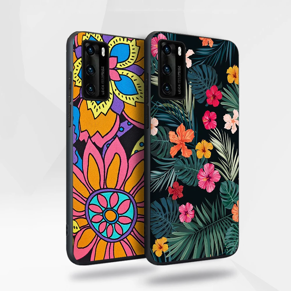 

Flowers Case for Huawei P40 P30 P20 Honor 30 20 10 30S Mate 40 30 20 Lite Pro P Smart Plus 2019 Soft Silicone TPU Phone Fundas