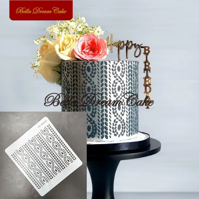 Трафарет с листьями прокрутки для украшения торта домашних животных трафарет