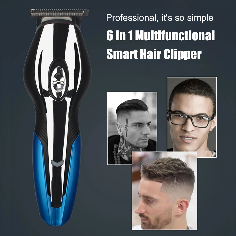 

2021 Professional 6 in 1 Hair Clipper for Men Rechargeable Electric Razor Hair Beard Trimer Hair Cutting Machine Styling Tool