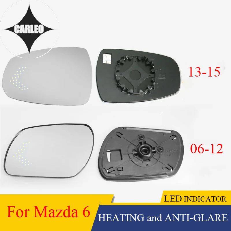 

Car Side View Mirror Lens for Mazda 6 2006-2015 Blue HD Glass Large Angle view With Heating Function& LED Indicator Light