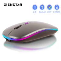 zienstar rechargeable dual modes 2 4ghz5 2 bluetooth wireless slim silent mouse with 3 adjustable dpi for laptop macbook