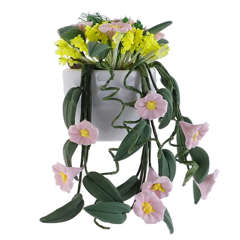 

1:12 Doll House Miniature Fairy Garden Ornament Mini Potted Plant Flowers Pot DollHouse Decor Bonsai Model Kids Play Toys