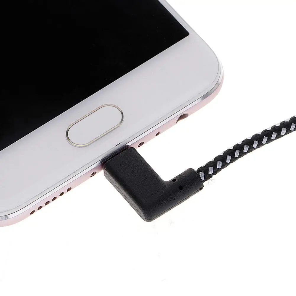 L-образный разъем USB Type-c 0 2/1/2 м зарядный кабель под углом 90 градусов в нейлоновой