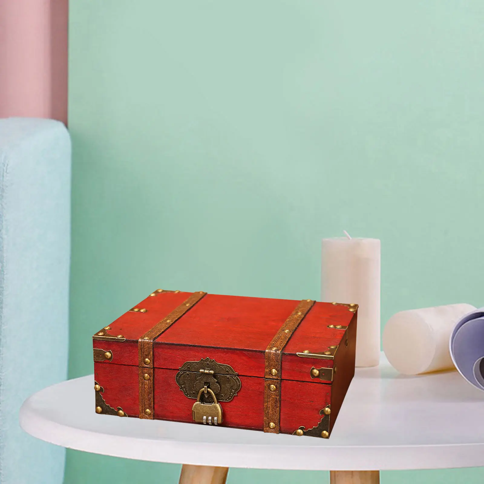

Retro Elegant Wooden Pirate Jewelry Storage Box With Lock Vintage Treasure Chest for Wooden Organizer Home Decoration