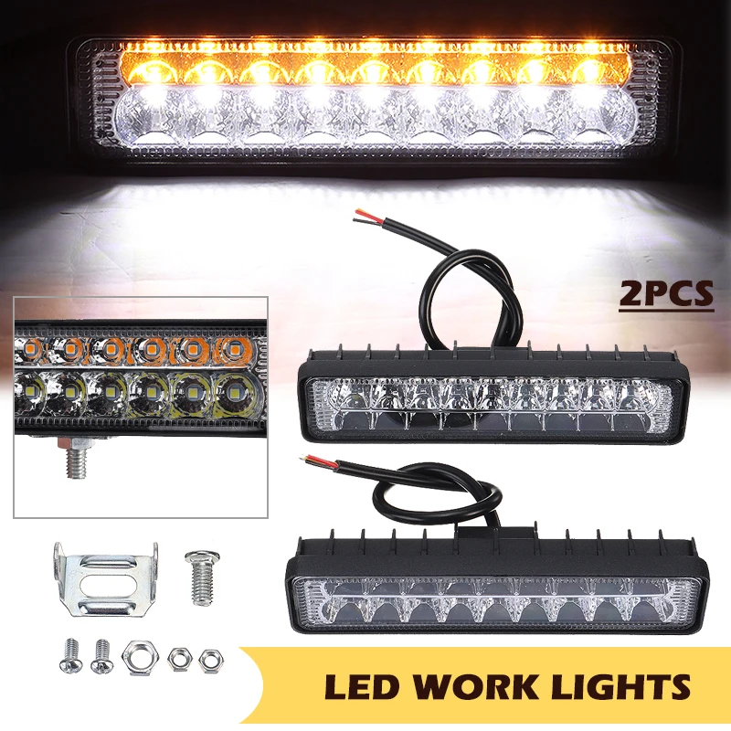 

2Pcs 100W LED Bar Work Spot Light 12V-60V 1600LM Super Bright White Van ATV Offroad SUV Truck Flood Light