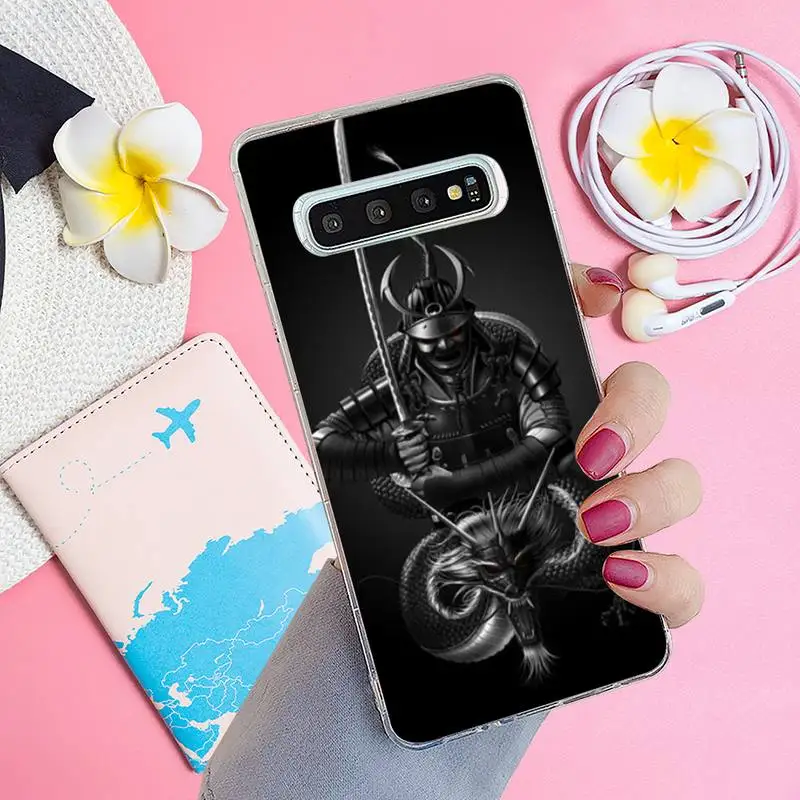 

Japanese samurai oni mask Phone Case Transparent for Samsung A71 S9 10 20 HUAWEI p30 40 honor 10i 8x xiaomi note 8 Pro 10t 11