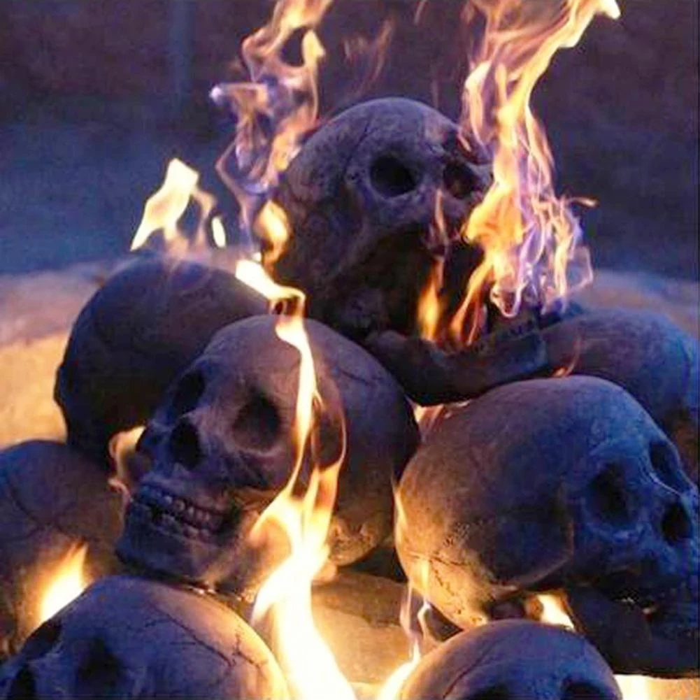 

Украшение на Хэллоуин, реалистичное украшение в виде черепа, огнестойкое керамическое Глиняное украшение для камина, ужасный керамический ...