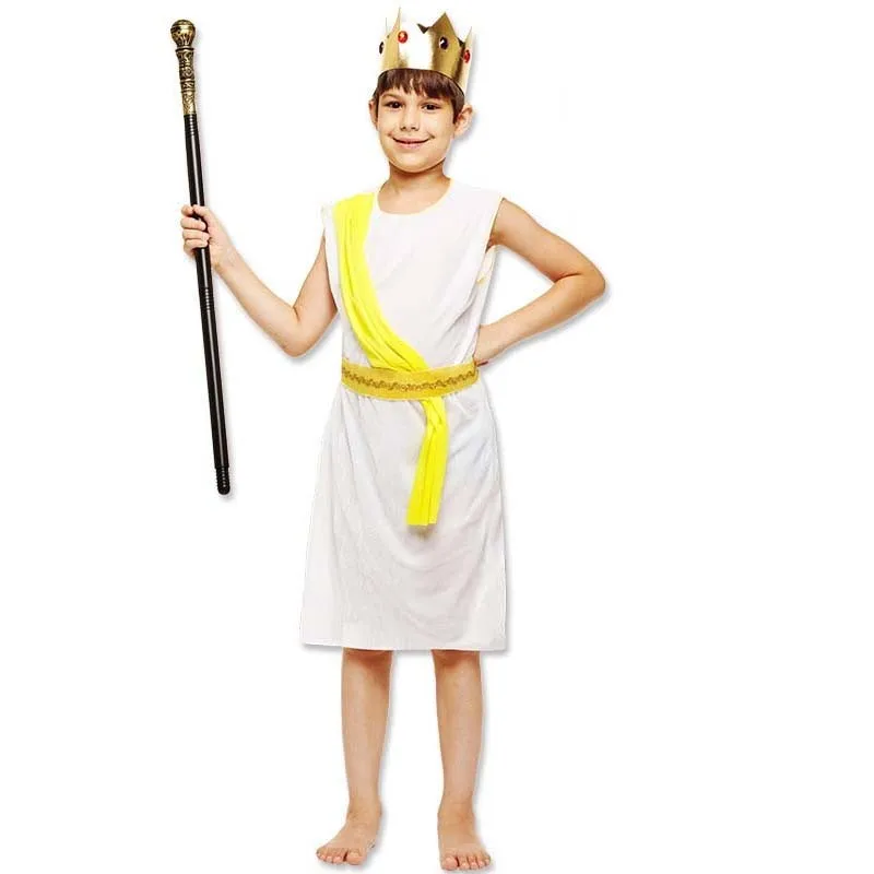 New White Purim Children Boy Arab Greece Rome Egypt Prince Pharaoh Scepter Role Play Cosplay Costume Halloween costume Christmas |