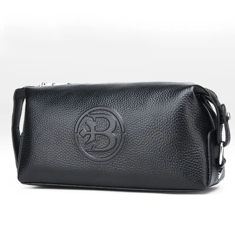 

2020 New Men's Leather Bag Multifunction Clutch Bags for Men Business Wallets for Cell Phone Black Waterproof Male Handbag Bags