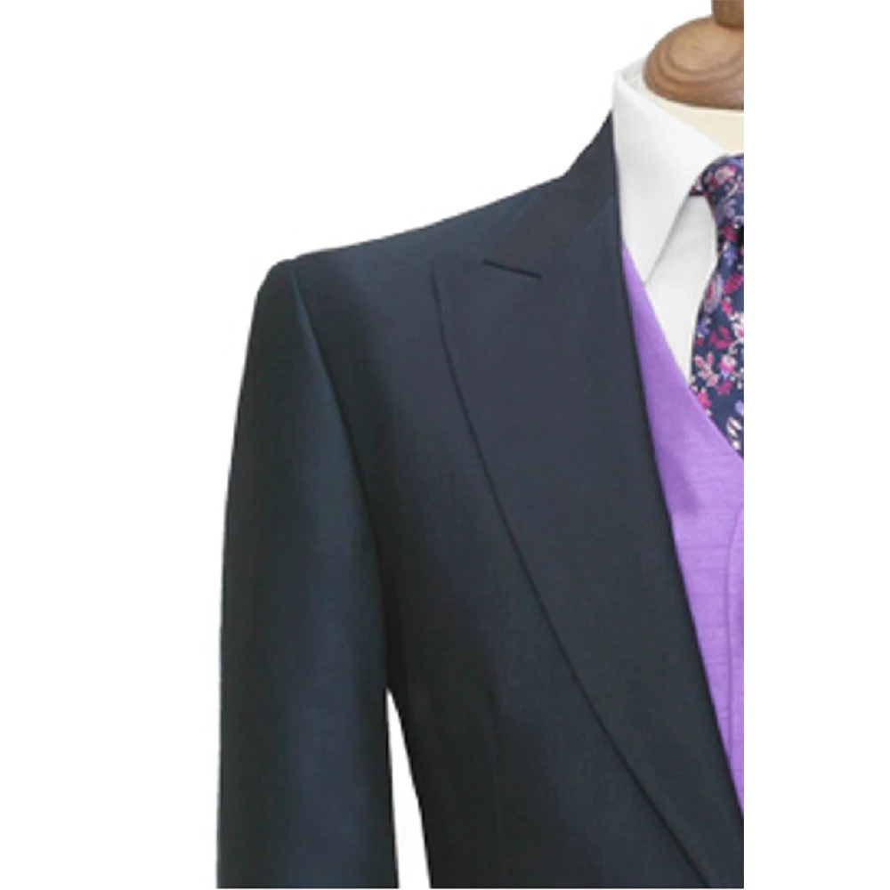 Специально изготовленный на заказ темно-синий задний плащ с фиолетовым жилетом