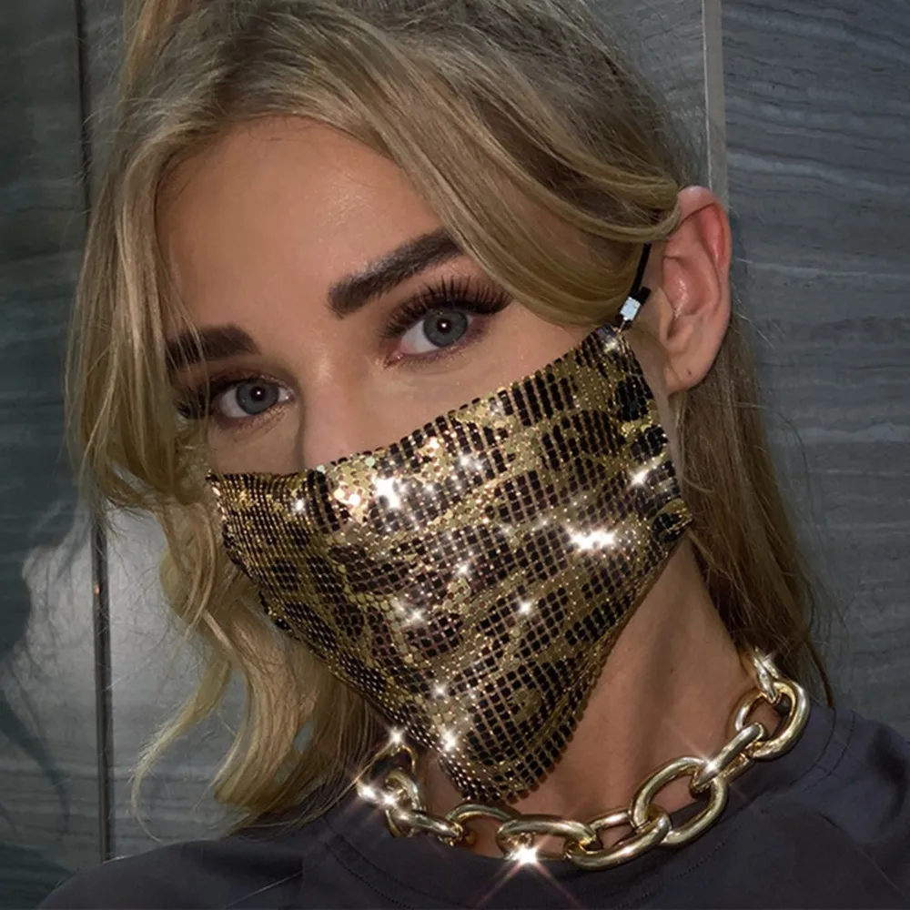 Модные ювелирные изделия унисекс яркие леопардовые блестки маска украшение