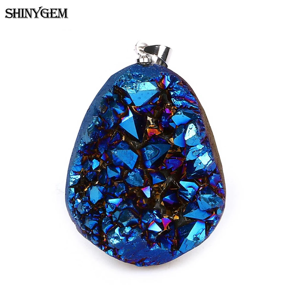 Сверкающие Необычные хрустальные подвески ShinyGem Druzy модные ручной работы из