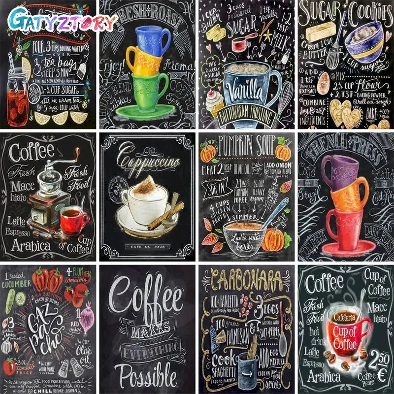 

GATYZTORY DIY Painting By Numbers Blackboard Painting Oil Painting HandPainted Canvas Drawing Home Decor Gift
