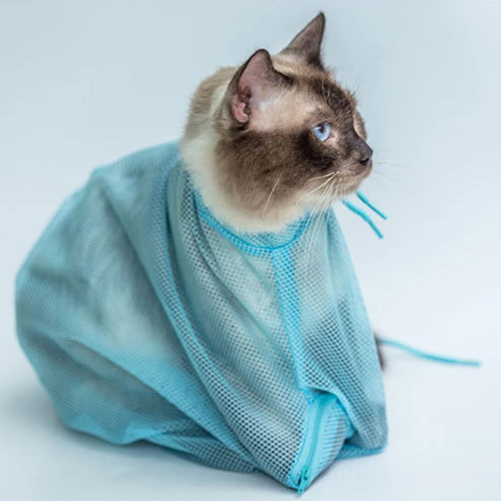 Мягкая Сетчатая Сумка для ухода за кошками регулируемые мешки ногтями