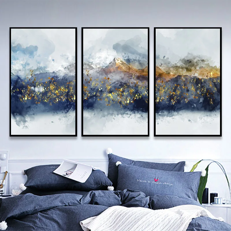 Абстрактная Золотая фольга картина на горном холсте модные печатные плакаты
