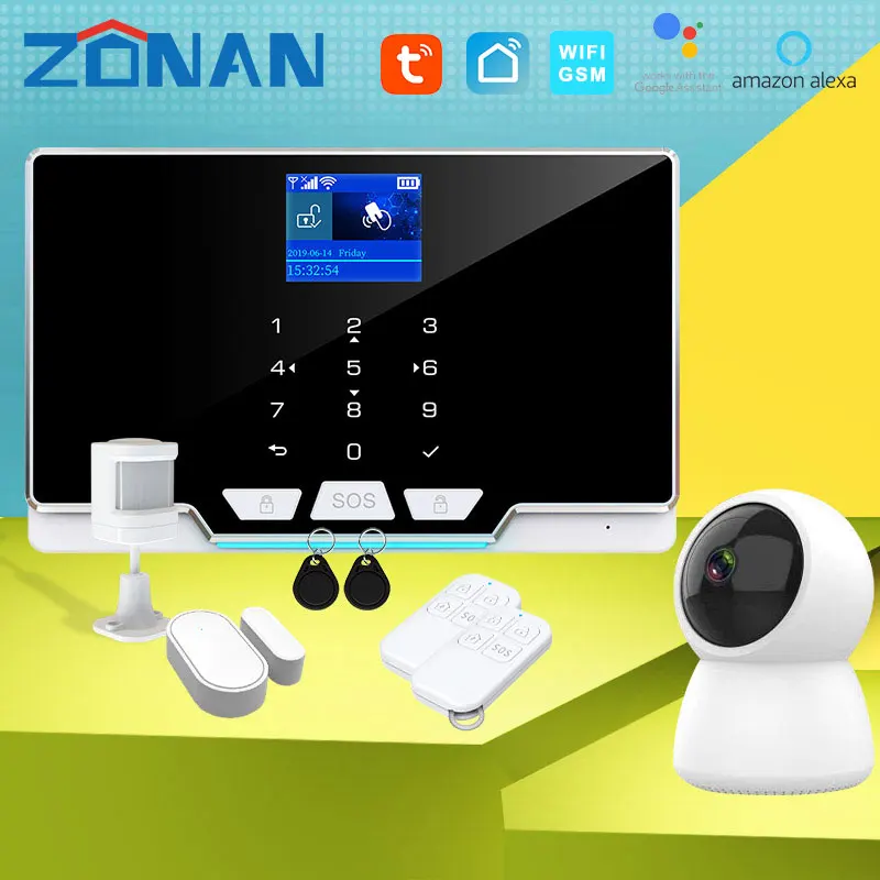 Беспроводная Gsm сигнализация Zonan Tuya с IP камерой новый датчик движения двери