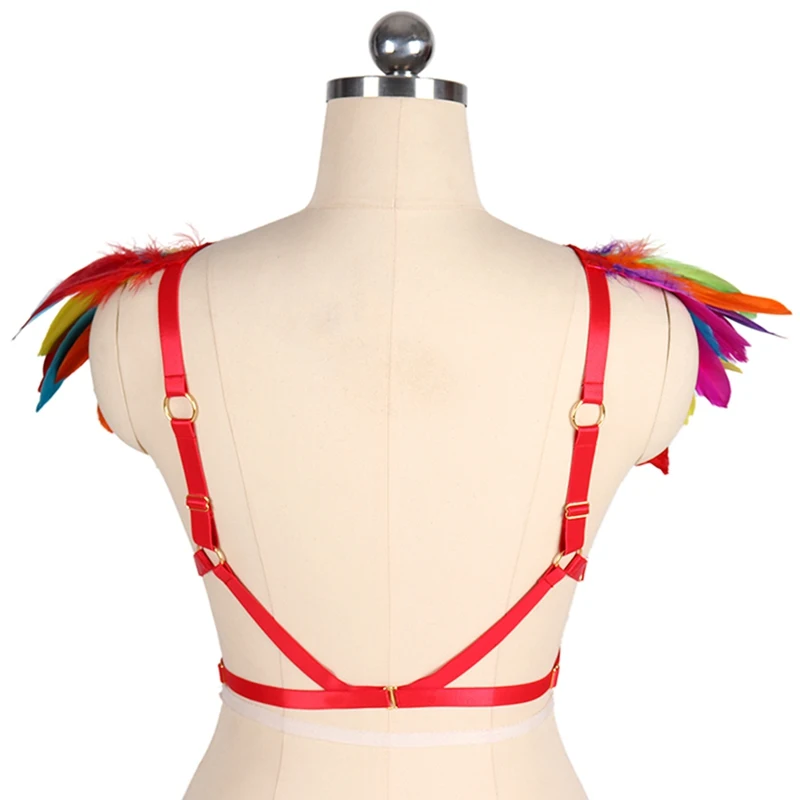Для женщин перьевые эполеты жгут клетка бюстгальтер нижнее белье Косплэй