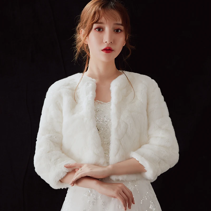 Мягкая куртка из искусственного меха для женщин пальто с рукавами болеро модное