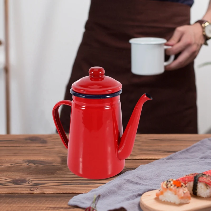 1.1L Enamel Coffee Pot Hand Tea Kettle Induction Cooker Gas Stove Universal | Дом и сад