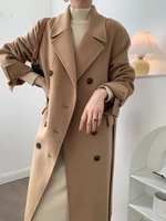 high end beaded hand sewn double breasted double breasted cashmere coat woolen coat female korean version 21 new