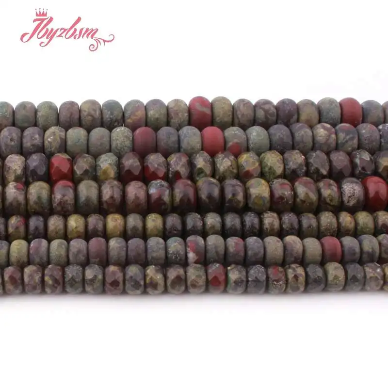 3x6/4x8mm Natural Dragon Blooded Tumbled Stone Rondelle Spacer Stone Beads For Jewelry Making DIY Necklace Loose Strand 15"