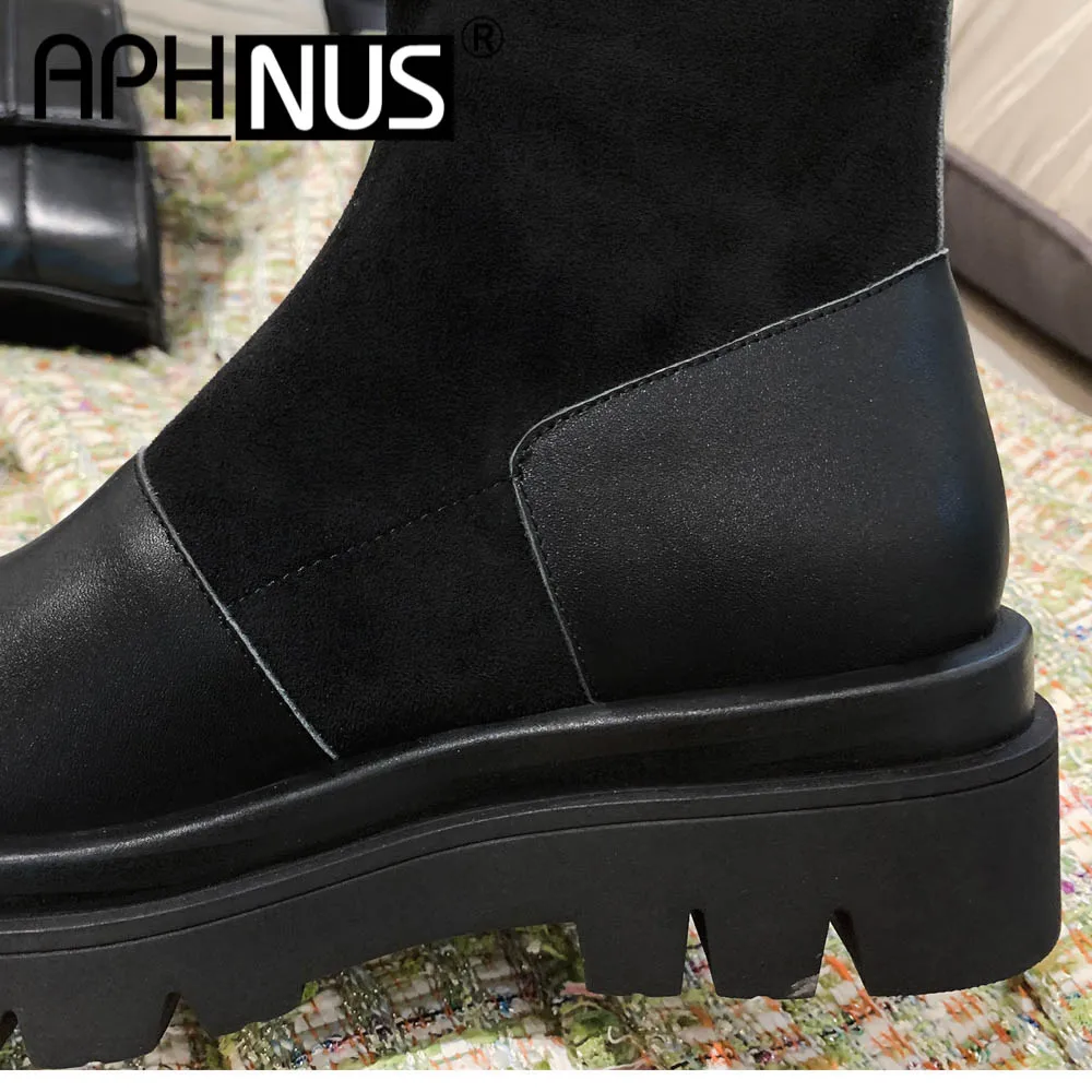

APHNUS Womens Boots Riding Short Ankle Booties Flats Low Mid Heels Pumps Platforms Trifle Woman 2020 Shoes For Women New Boot