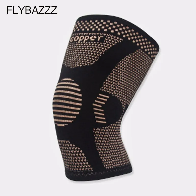 Black FLYBAZZZ Новые Медные волокна наколенники движения вентиляция наколенники эластичные силы движения наколенники Велоспорт Баскетбол защитная одежда - Цвет: Black